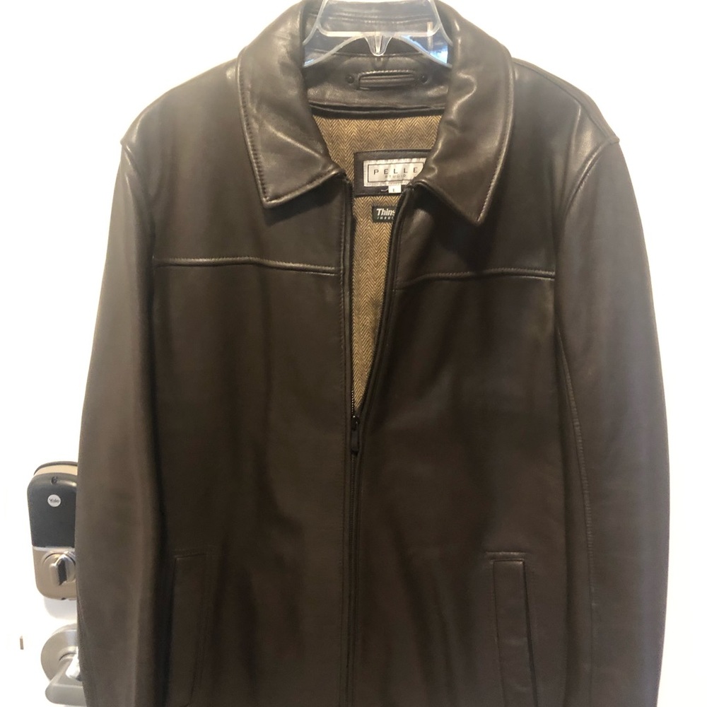 Brown leather coat